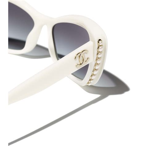 chanel rimless sunglasses for women|Chanel sunglasses with white trim.